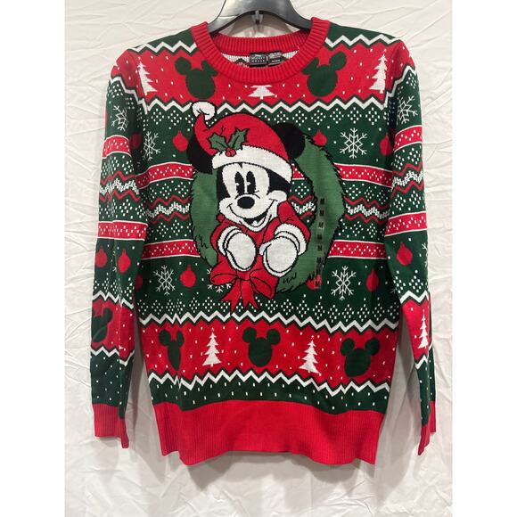 Disney Mickey Mouse Holiday Knit Sweater Christmas Fair Isle Men’s Medium - Picture 1 of 8